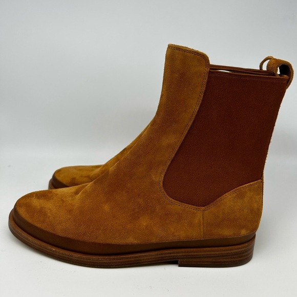 New Vince Cecyl Tan Suede Flat Leather Boots Bootie Size 8.5 - Picture 10 of 13